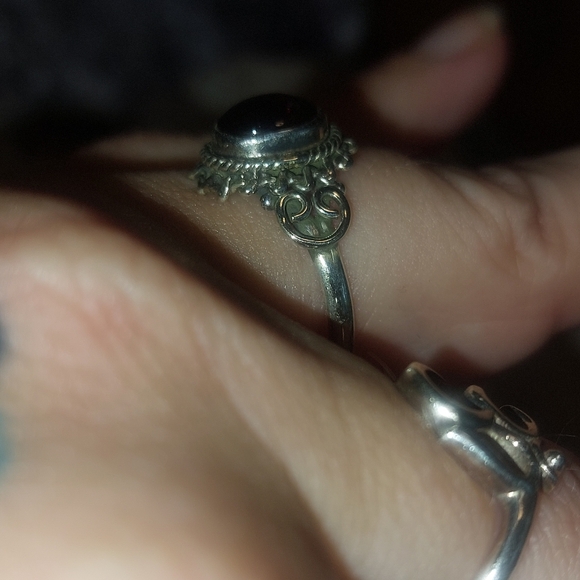Dainty Garnet Ring Sterling Silver Size 8 - Picture 3 of 5